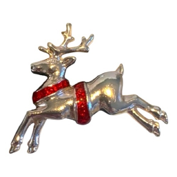Avon Jewelry - Festive Reindeer Avon Lapel Tack Pin 1987
